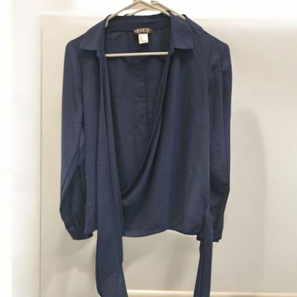 Venus Wrap blouse Blue sz 4 - Picture 3 of 7